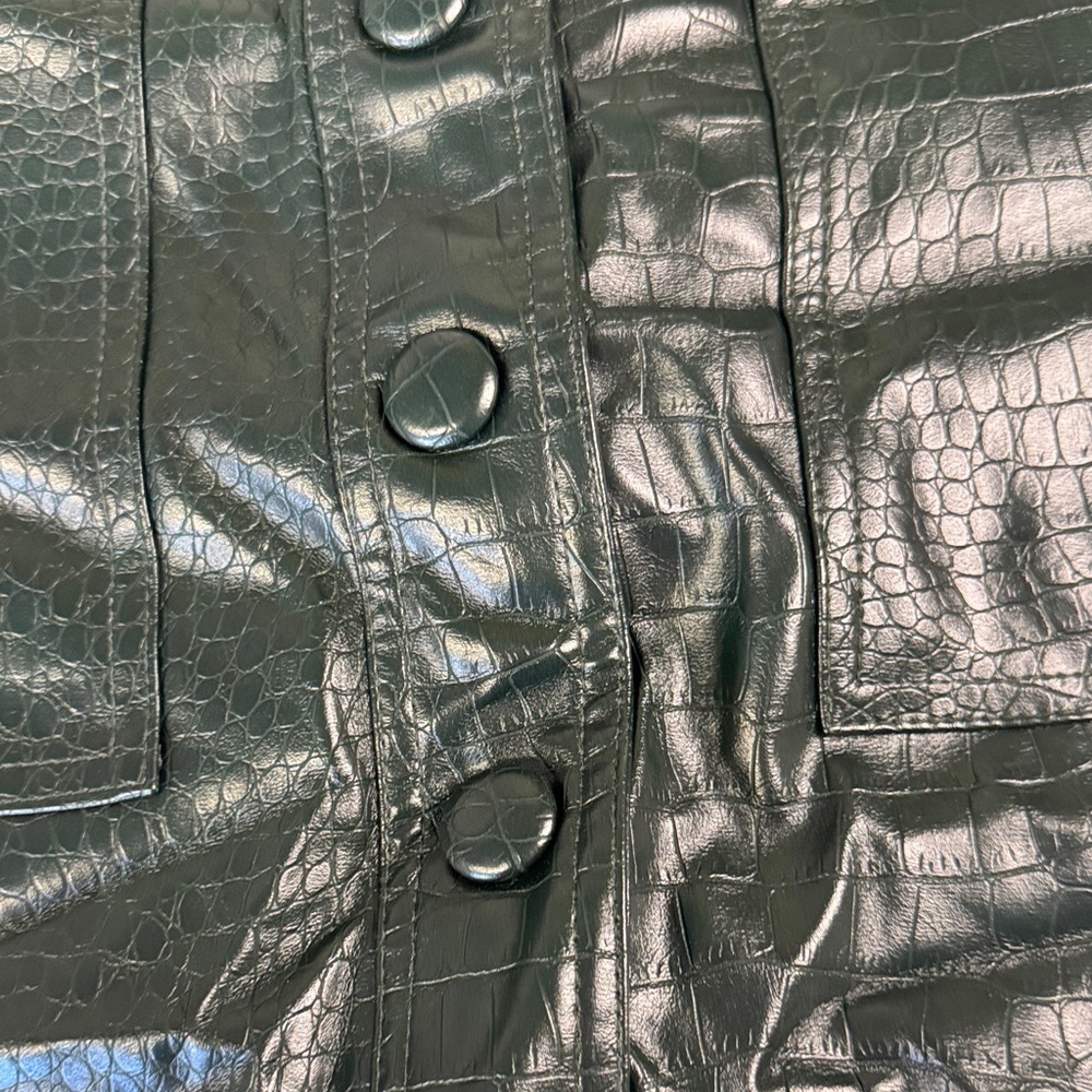 House of Harlow 1960 Dark Green Faux Leather Mini Skirt size 6 - Picture 5 of 5